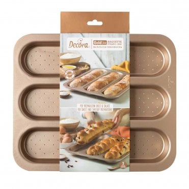 Gold Line Non Stick Baguette Pan - 3 Cavities