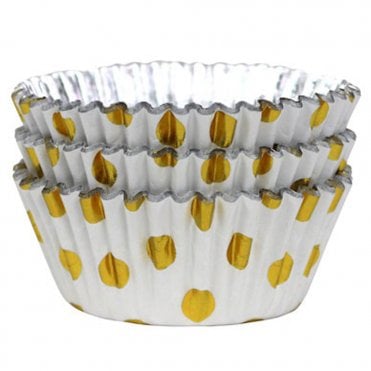 Gold Polka Dot - Trimmed Foil Lined Baking Cases - Pack of 30