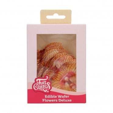 Golden Brown Medium Orchid Deluxe Edible Wafer Flowers - Pack of 10