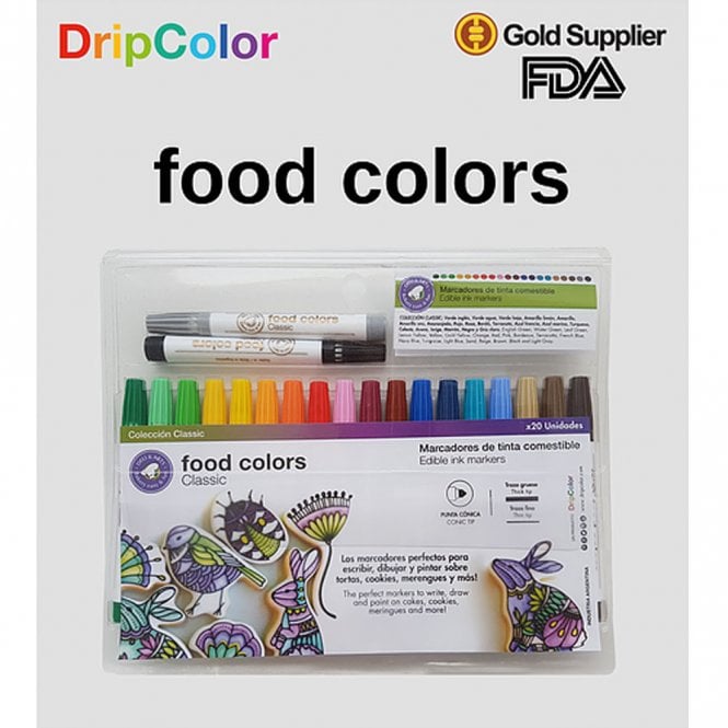 Gourmet Food Pens Edible Ink Markers - Food Colors Classic - Set Of 18 Best Before: 8/3/2025