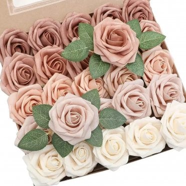 Gradient Light Pink Premium Artificial Foam Roses - Set of 25