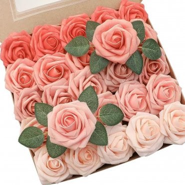 Gradient Pink Premium Artificial Foam Roses - Set of 25