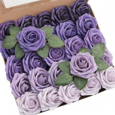 Gradient Purple Premium Artificial Foam Roses - Set of 25