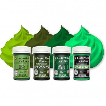 Green Mixed Paste Food Colour Set - (4 x 25g Pots)