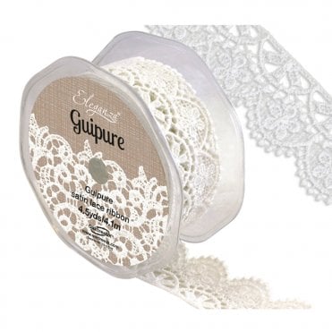 Guipure Satin Lace Ribbon - White No.1