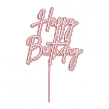 Happy Birthday - Pink/Light Pink Double Layer Cake Decorating Topper