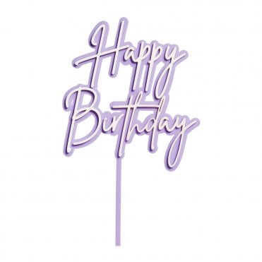 Happy Birthday - Purple/Light Purple Double Layer Cake Decorating Topper