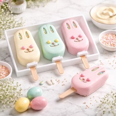 Happy Bunny Face Cakesicle & Popsicle Silicone Mould- 3 Cavity
