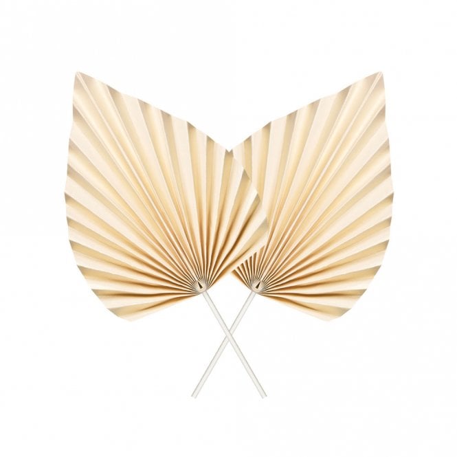 Happy Toppers Beige - Large Paper Leaf Folding Fan - Pack of 2