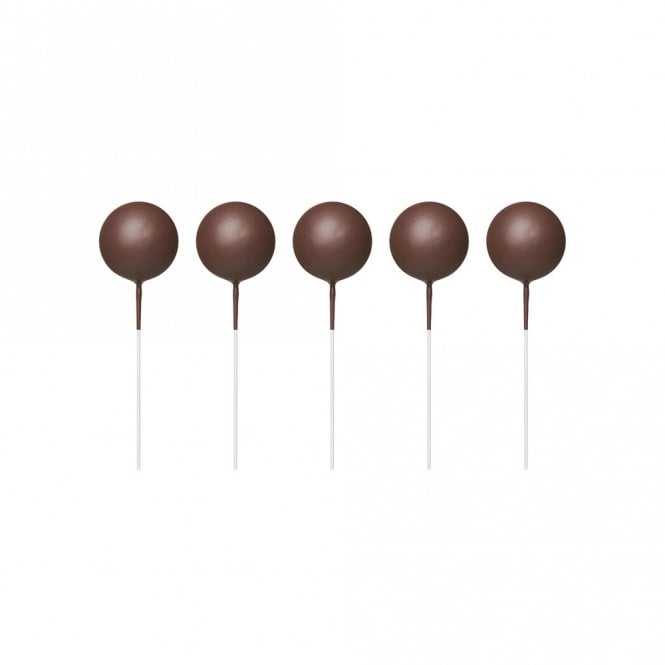 Happy Toppers Brown Sphere Ball Cake Decorating Topper - ( Pack Of 5)