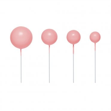 Candy Pink - Sphere Ball Cake Decorating Toppers ( Pack Of 5)