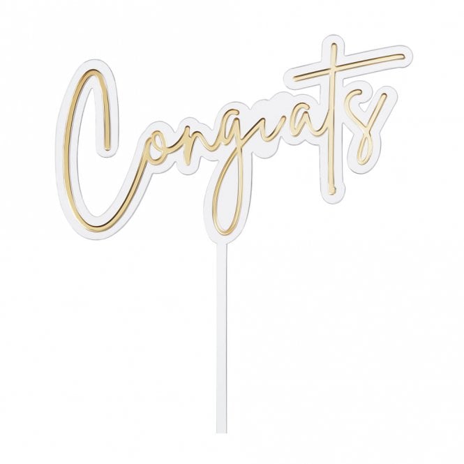 Happy Toppers Congrats - Clear/Gold Double Layer Cake Decorating Topper
