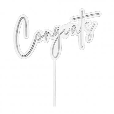 Congrats - Clear/Silver Double Layer Cake Decorating Topper