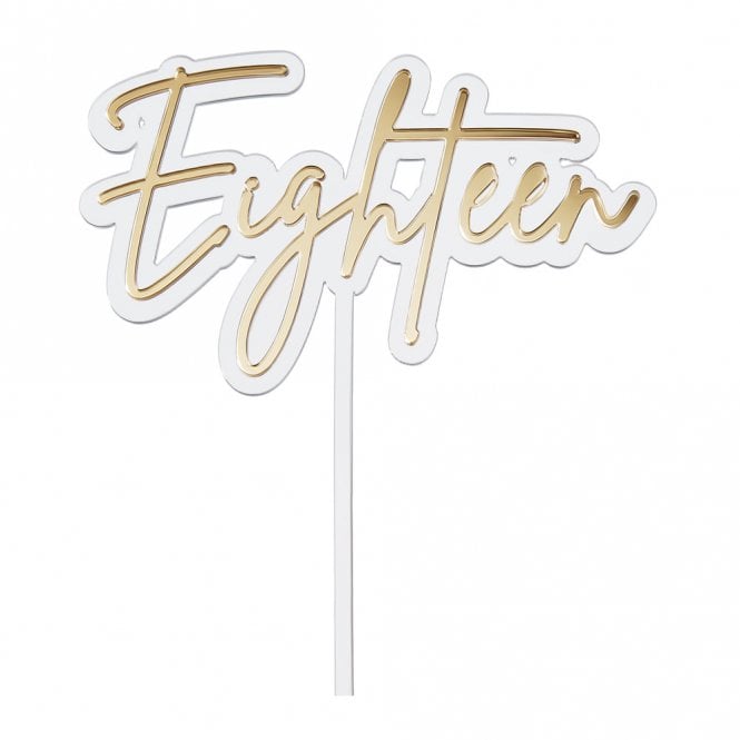 Happy Toppers Eighteen - Clear/Gold Double Layer Cake Decorating Topper