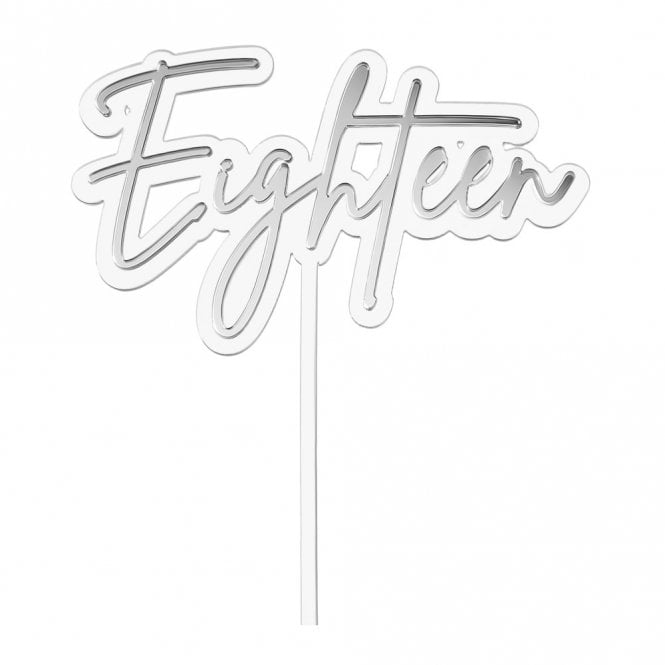 Happy Toppers Eighteen - Clear/Silver Double Layer Cake Decorating Topper