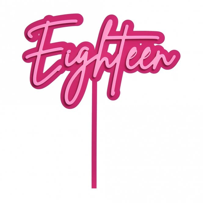 Happy Toppers Eighteen - Hot Pink/Pink Double Layer Cake Decorating Topper