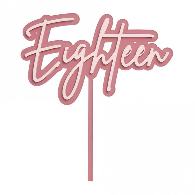 Happy Toppers Eighteen - Pink/Light Pink Double Layer Cake Decorating Topper