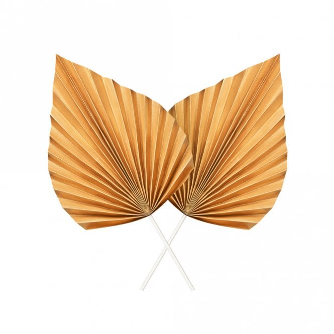 Happy Toppers Gold - Large Paper Leaf Folding Fan - Pack of 2
