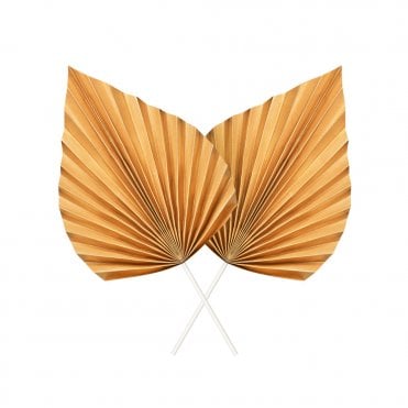 Gold - Large Paper Leaf Folding Fan - Pack of 2