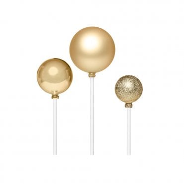 Gold - Metallic Ball Cake Decorating Topper Assorted - Pack Of 3 - 3cm, 4cm & 5cm