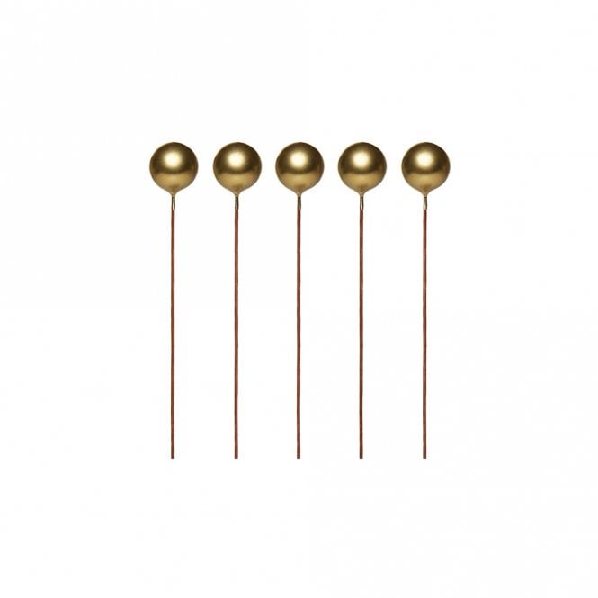 Happy Toppers Green Gold Sphere Ball Cake Decorating Topper - Pack of 5 - 1cm