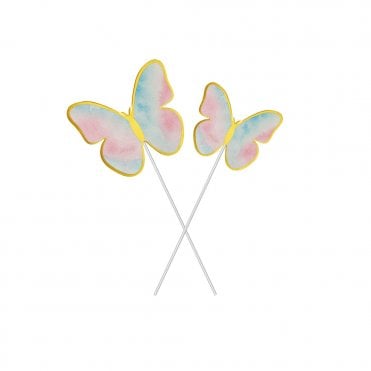 Hand Painted Fairy Blue Butterfly Cake Topper - Pack of 10