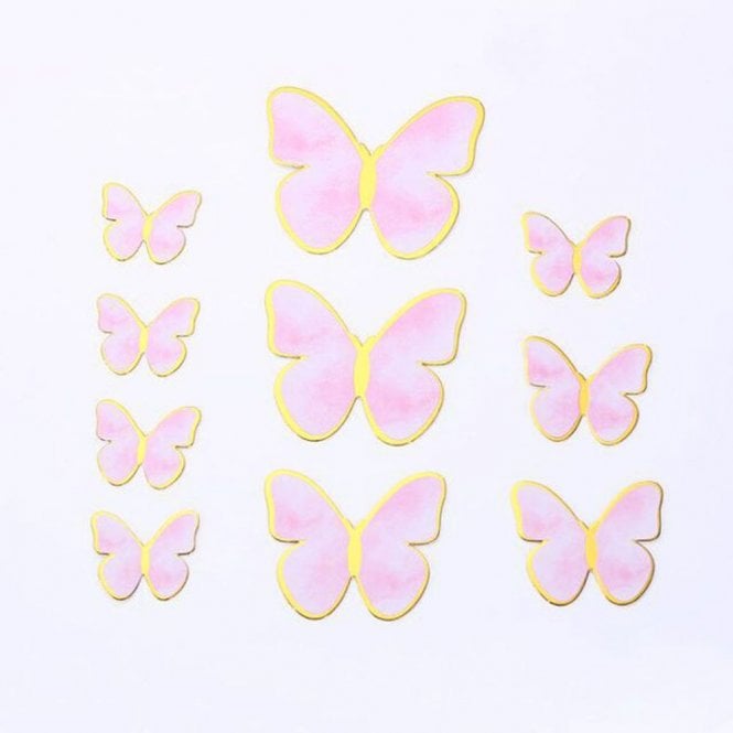 Happy Toppers Hand Painted Pink Butterfly Cake Topper - Pack of 10