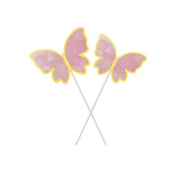 Hand Painted Pink Glitter Butterfly Cake Topper - Pack of 10