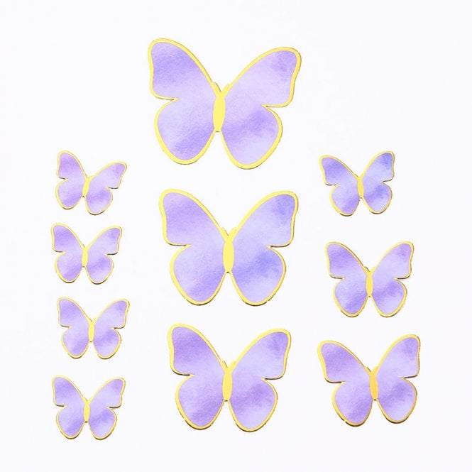 Happy Toppers Hand Painted Purple Butterfly Cake Topper - Pack of 10
