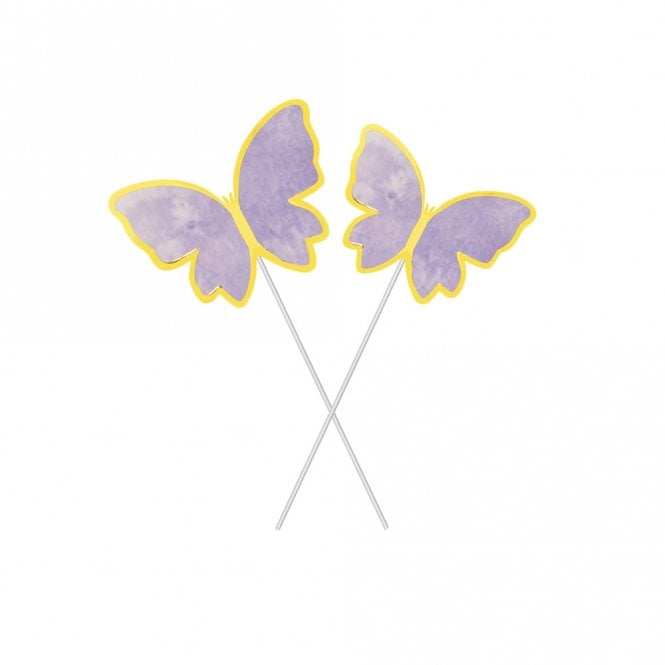 Happy Toppers Hand Painted Purple Glitter Butterfly Cake Topper - Pack of 10