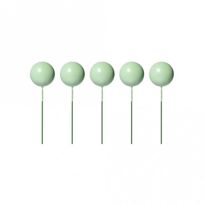 Happy Toppers Light Green Smooth Sphere Ball Cake Decorating Toppers ( Pack Of 5)