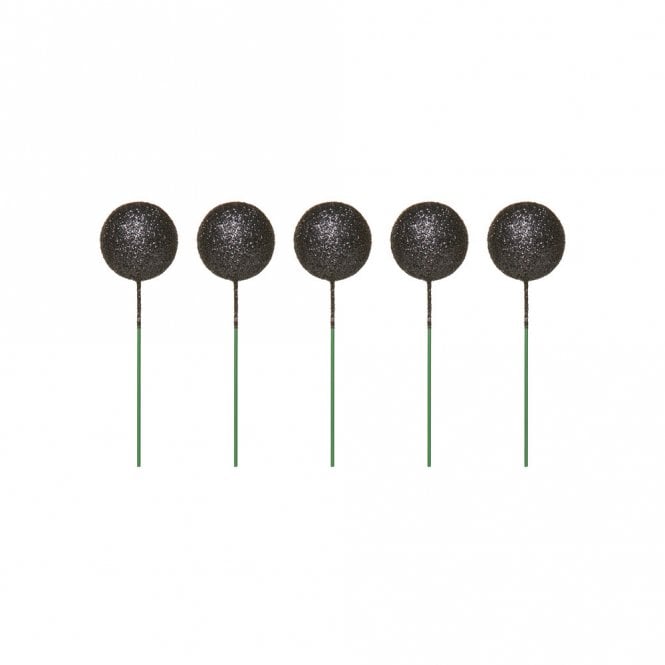 Happy Toppers Metallic Black Sparkle Foam Ball Cake Decorating Topper - ( Pack Of 5)