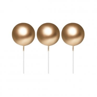 Metallic Gold - 6cm Sphere Ball Cake Decorating Toppers (Pack Of 3)