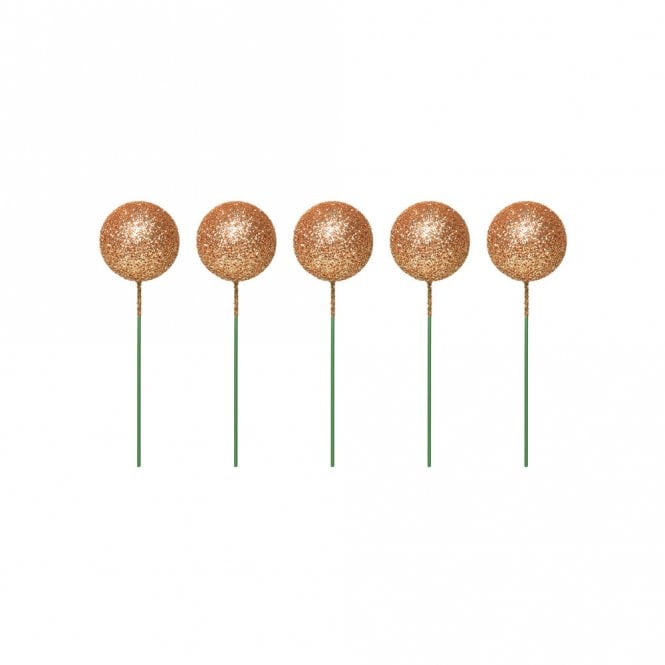 Happy Toppers Metallic Gold Sparkle Foam Ball Cake Decorating Topper - ( Pack Of 5)
