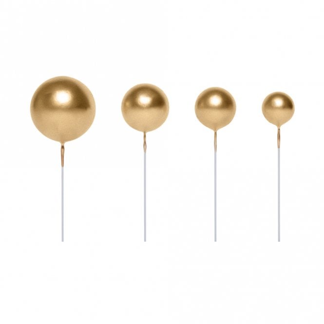 Happy Toppers Metallic Gold - Sphere Ball Cake Decorating Toppers ( Pack Of 5)