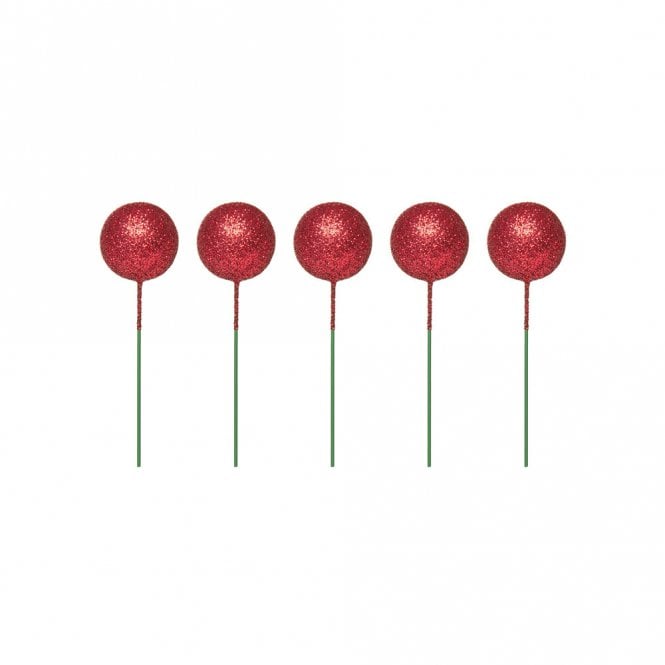 Happy Toppers Metallic Red Sparkle Foam Ball Cake Decorating Topper - ( Pack Of 5)