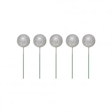 Metallic Silver Sparkle Foam Ball Cake Decorating Topper - ( Pack Of 5)