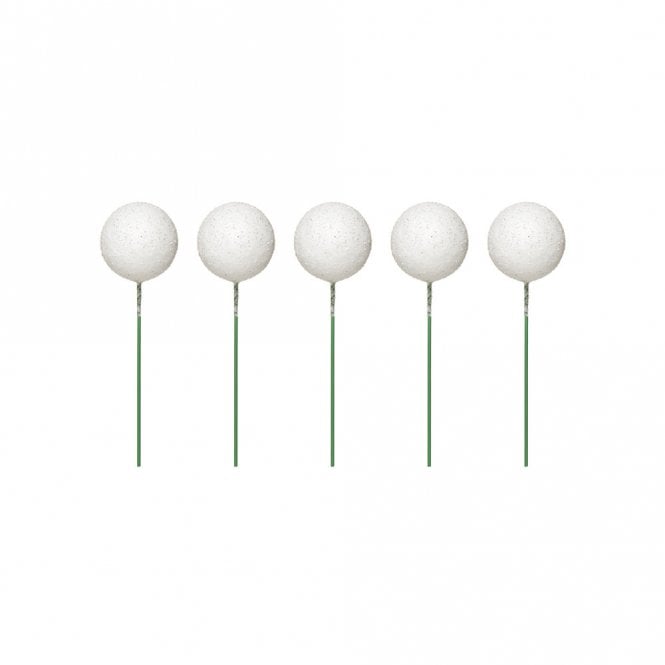 Happy Toppers Metallic White Sparkle Foam Ball Cake Decorating Topper - ( Pack Of 5)