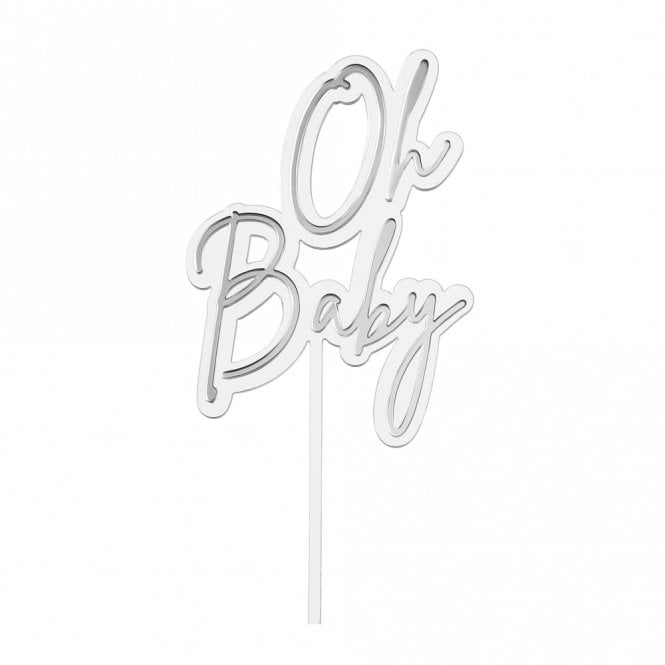 Happy Toppers Oh Baby - Clear/Silver Double Layer Cake Decorating Topper