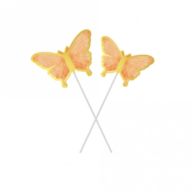 Happy Toppers Orange Butterfly Cake Topper DIY (Pack Of 10)