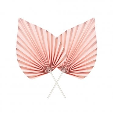 Pink - Large Paper Leaf Folding Fan - Pack of 2
