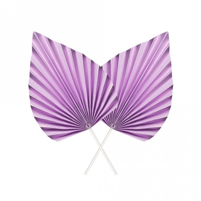 Happy Toppers Purple - Large Paper Leaf Folding Fan - Pack of 2