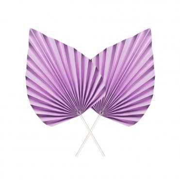 Purple - Large Paper Leaf Folding Fan - Pack of 2