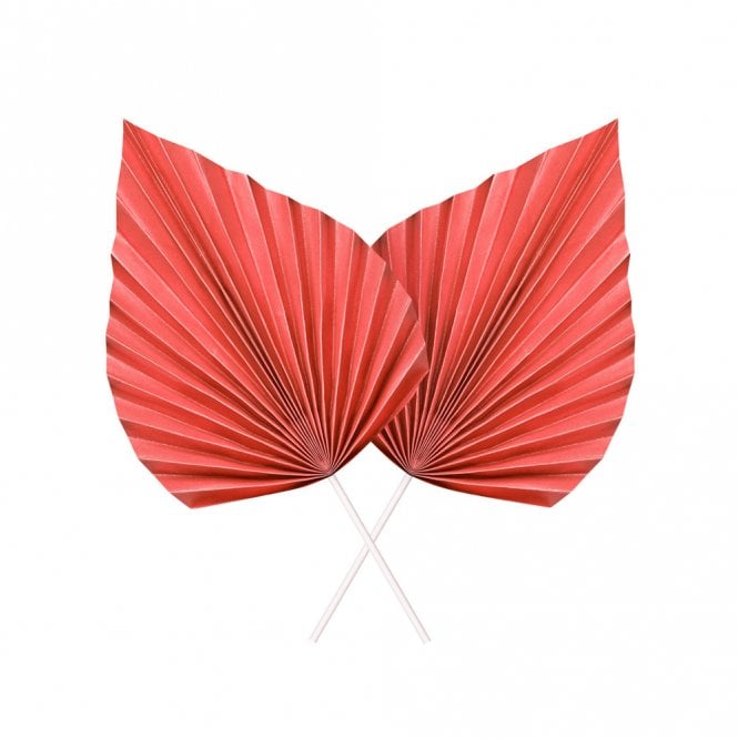 Happy Toppers Red - Large Paper Leaf Folding Fan - Pack of 2
