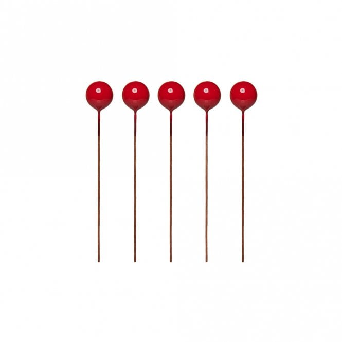 Happy Toppers Red Sphere Ball Cake Decorating Topper - Pack of 5 - 1cm