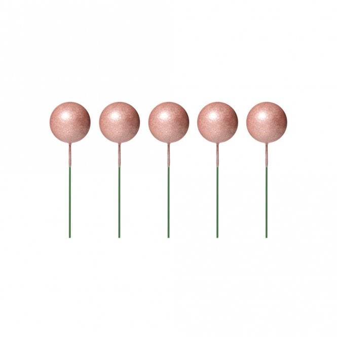 Happy Toppers Rose Gold Sphere Ball Cake Decorating Toppers ( Pack Of 5)