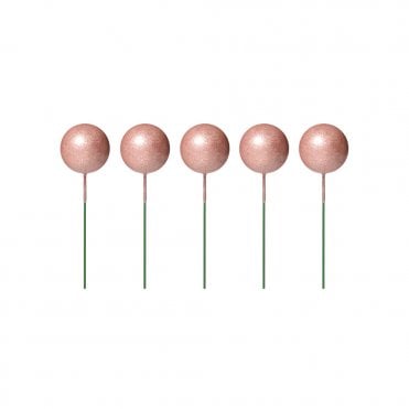 Rose Gold Sphere Ball Cake Decorating Toppers ( Pack Of 5)