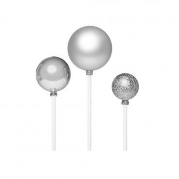 Silver - Metallic Ball Cake Decorating Topper Assorted - Pack Of 3 - 3cm, 4cm & 5cm