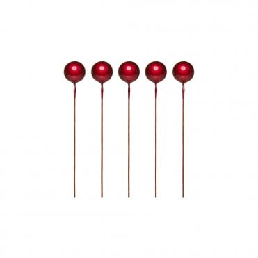 Silver Red Sphere Ball Cake Decorating Topper - Pack of 5 - 1cm