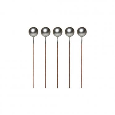 Silver Sphere Ball Cake Decorating Topper - Pack of 5 - 1cm